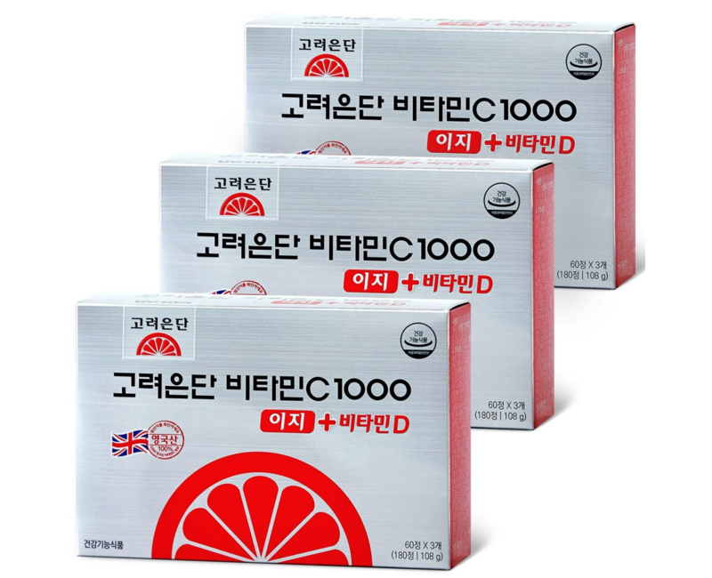 고려은단 비타민C1000 이지 + 비타민D, 180정, 3개