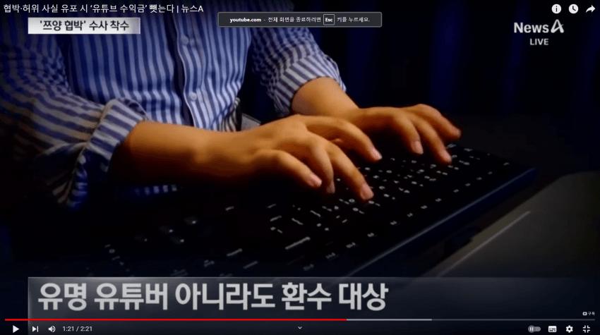 유튜브로 허위사실 유포하는 유튜버들 수익 죄다 추징