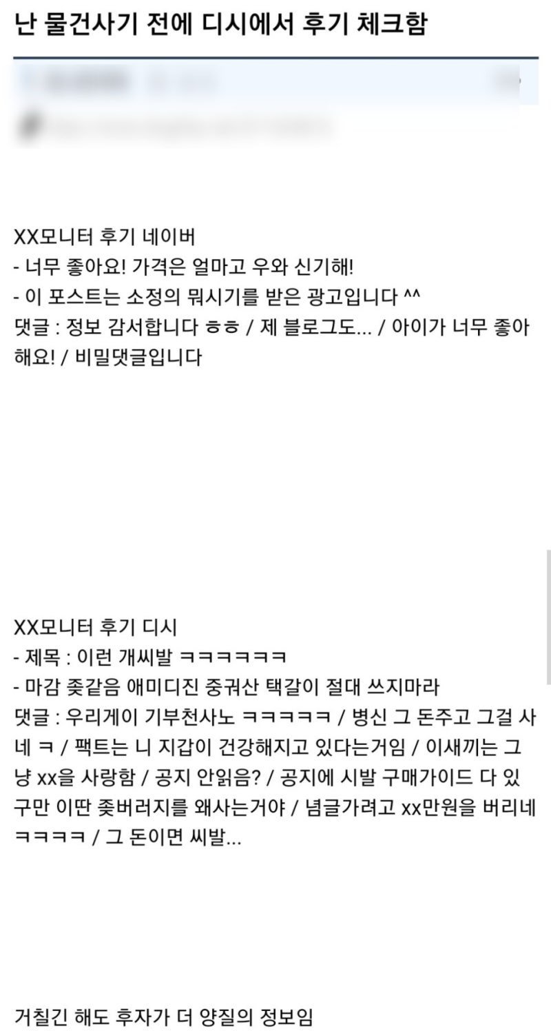 물건 사기 전 디시에서 후기 체크 하는 사람