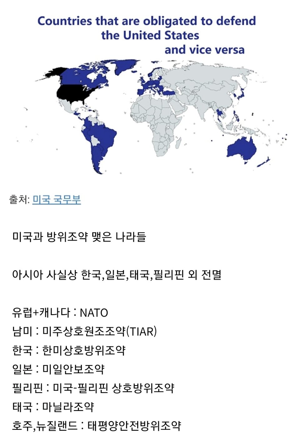 사실상 미국이 지켜주는 선택받은 국가들