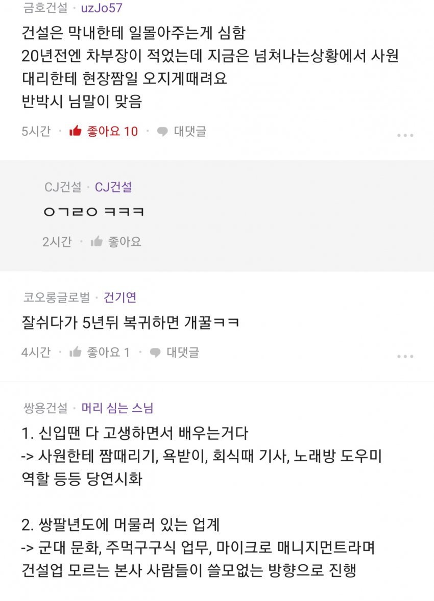 2030 직원들 떠나는 건설업계