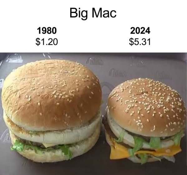 1980년 VS 2024년 빅맥 크기