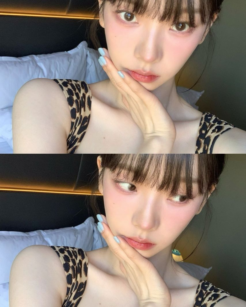 호피 원피스 입은 에스파 카리나 아찔한 가슴골 + 검스 허벅지