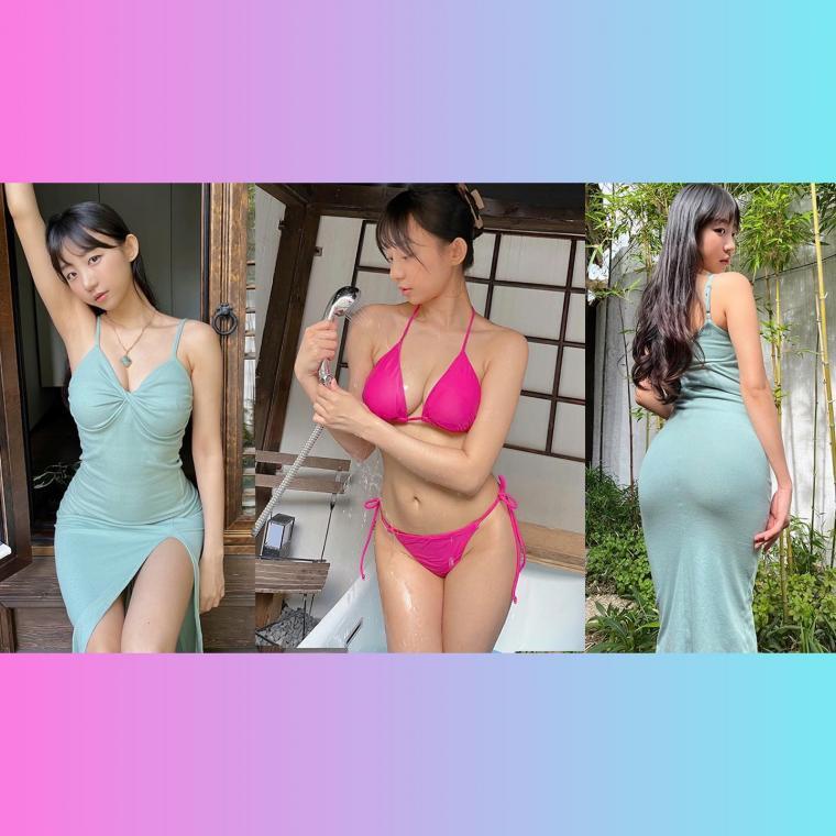 표은지 민트색 미시룩 뒤태