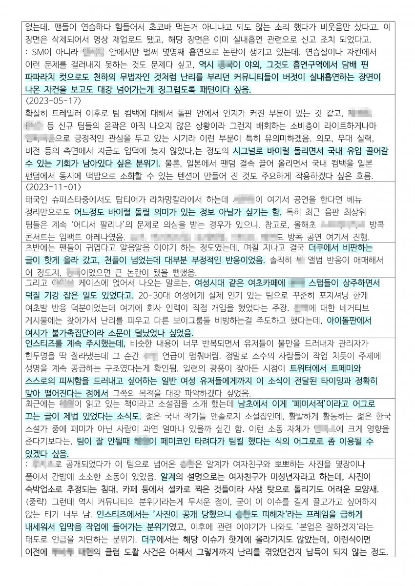 제대로 뜬 하이브 임원용 보고서