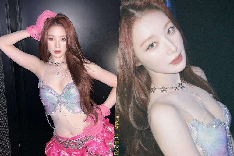 (여자)아이들 슈화 가슴을 조개껍데기로 가린 줄