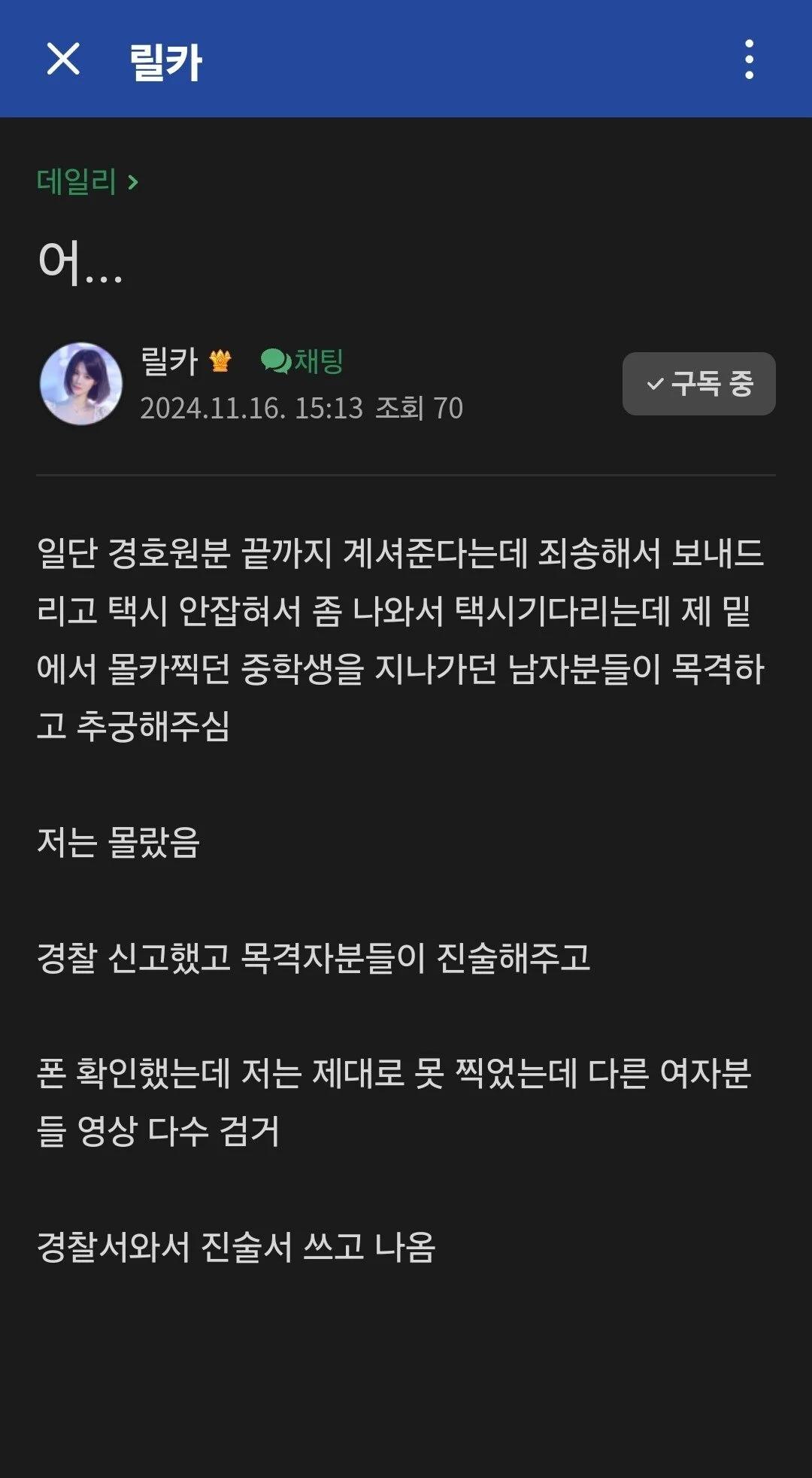 몰카 피해당한 릴카