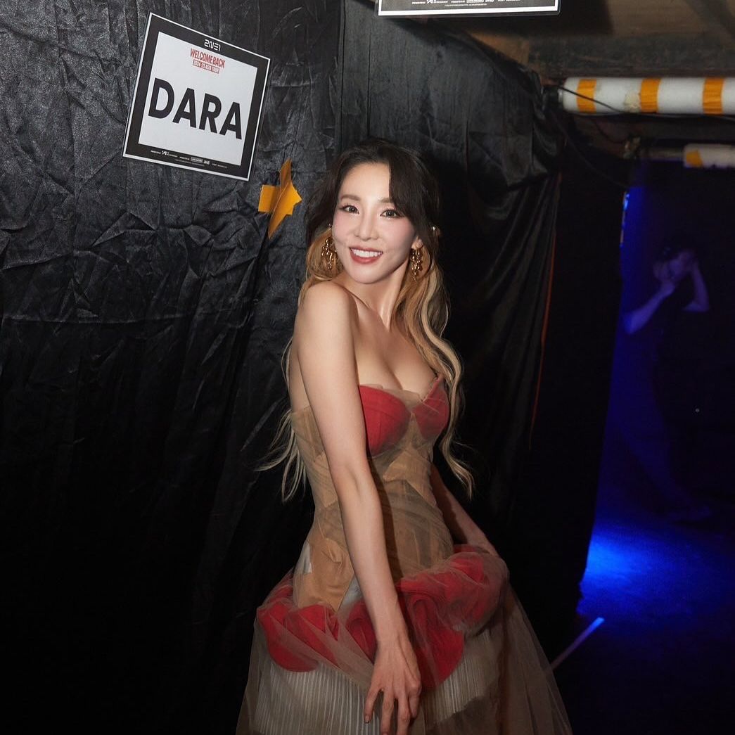 얼핏 보면 빨간 브라만 찬듯한 산다라박 시스루 드레스 알가슴골 노출