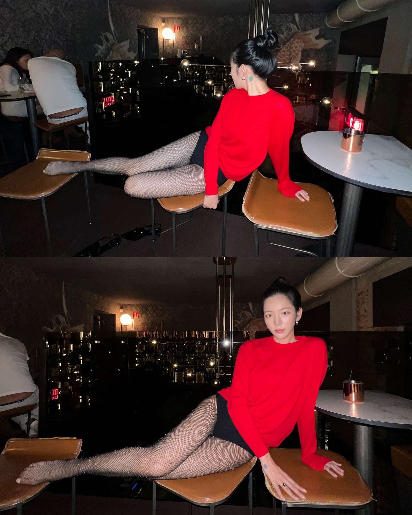 스타킹에 진심인 장재인..팬티패션 + 망사스타킹 엉벅지 노출