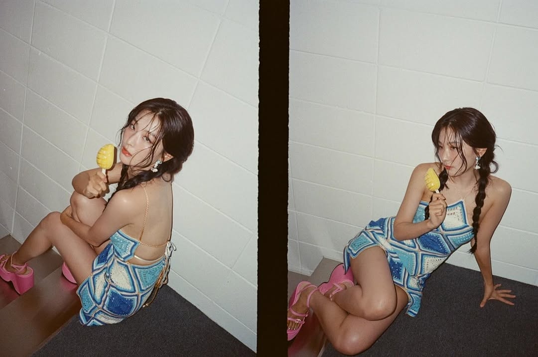 시원한 끈홀터넥 원피스 입은 레드벨벳 슬기 겨드랑이