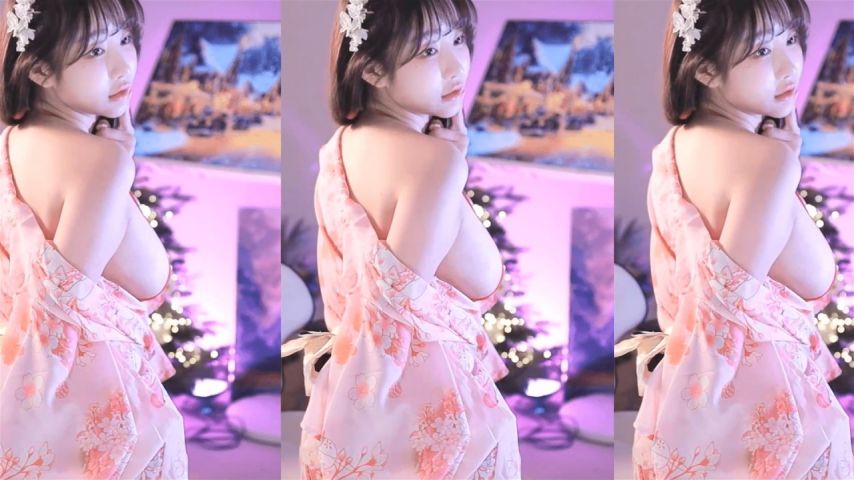(약후) 분홍색 끈원피스 모아준 가슴골 + 기모노 옆슴 둘기얏