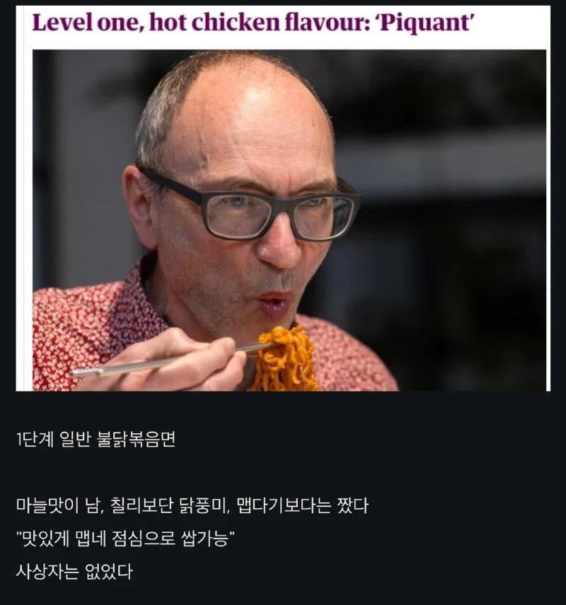 영국 가디언지 기사들 불닭볶음면 시식평 ㅋㅋ
