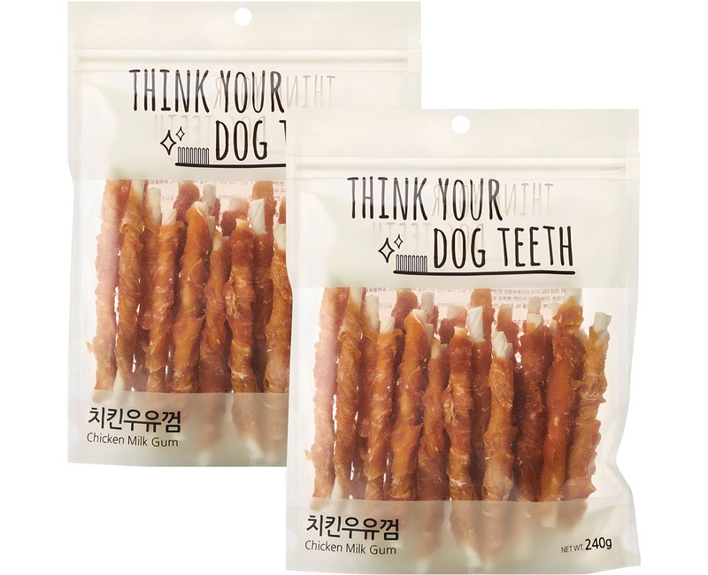 띵크유어도그티 띵독 강아지 덴탈껌, 혼합맛(치킨/우유), 240g, 2개