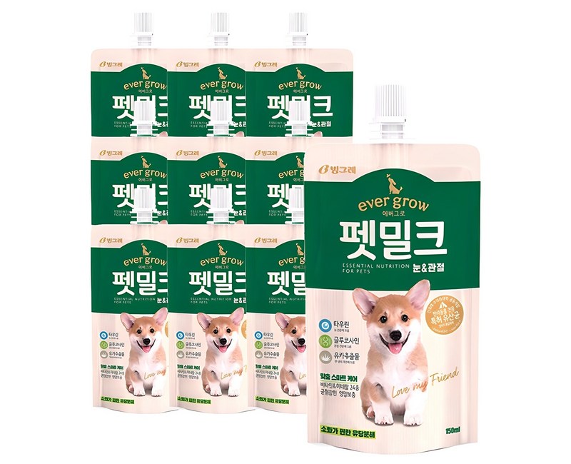 에버그로 펫밀크, 눈&관절 맛, 150ml, 10개