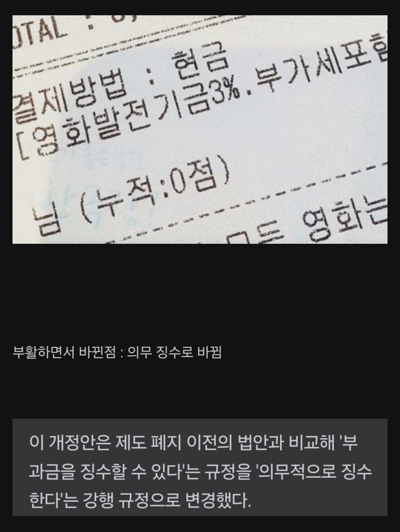 영화관 입장권 부과금 부활