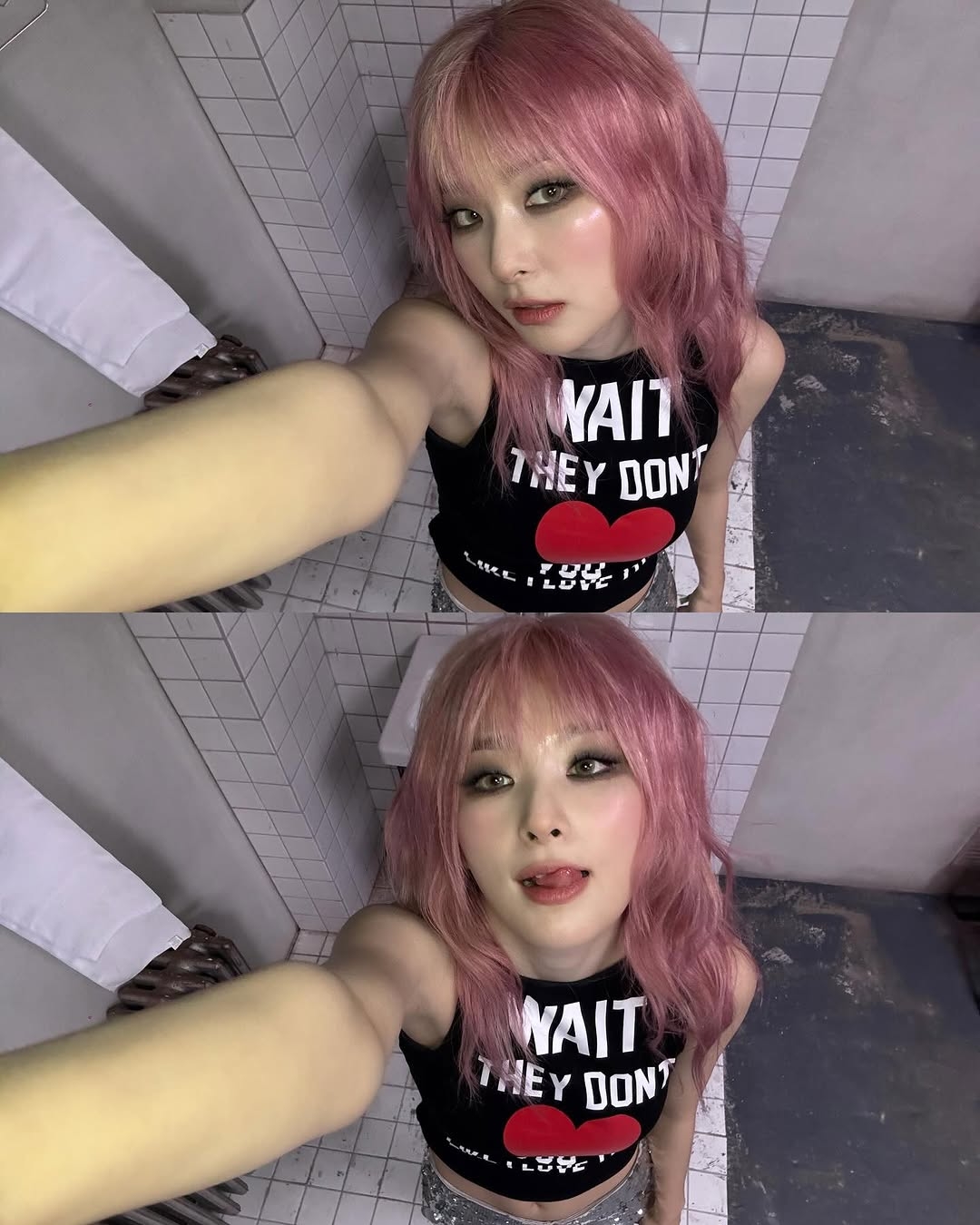 퇴폐미 넘치는 슬기...하늘색 + 흰 레이스 스타킹 밴드 야벅지