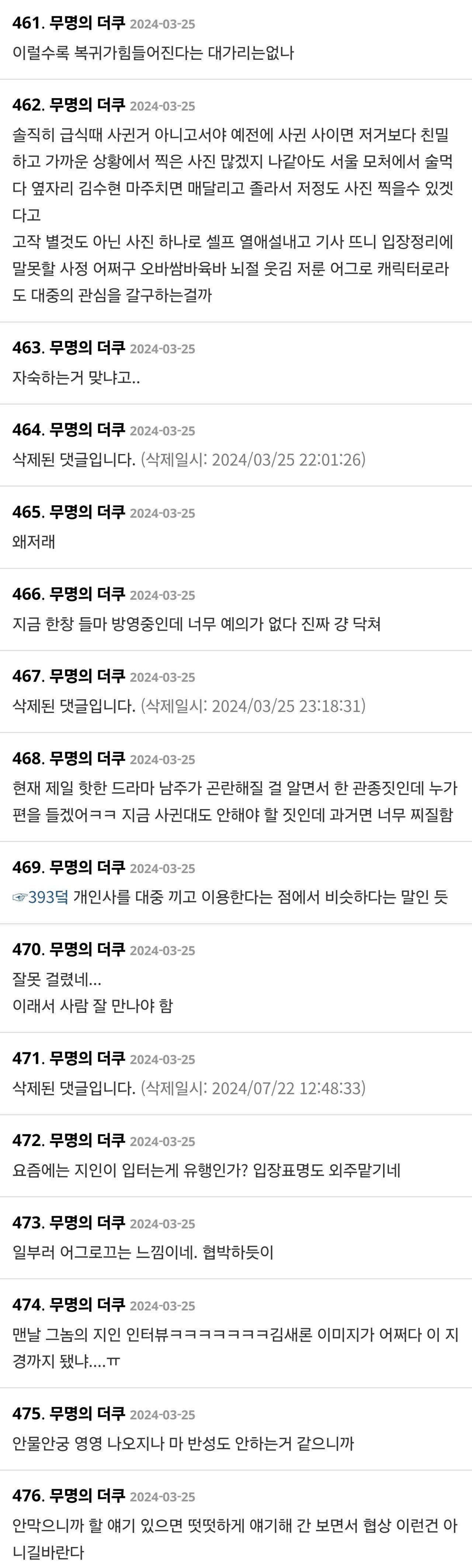 대충 1년전 김새론 여론