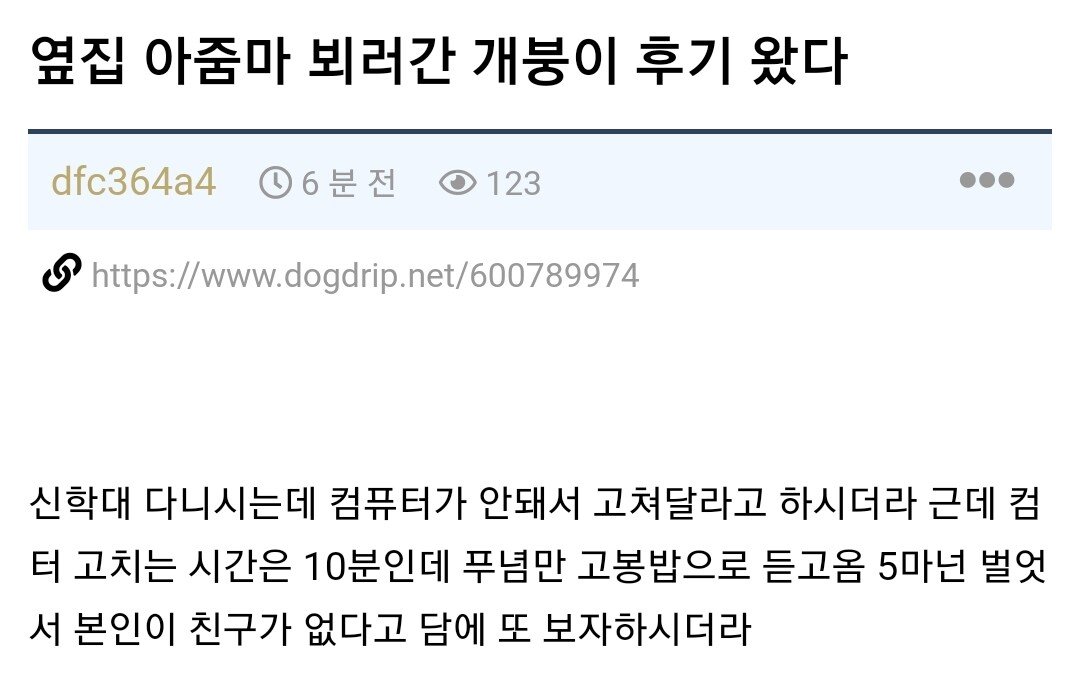 옆집 아줌마 집에 컴퓨터 가르쳐주러간 개붕이
