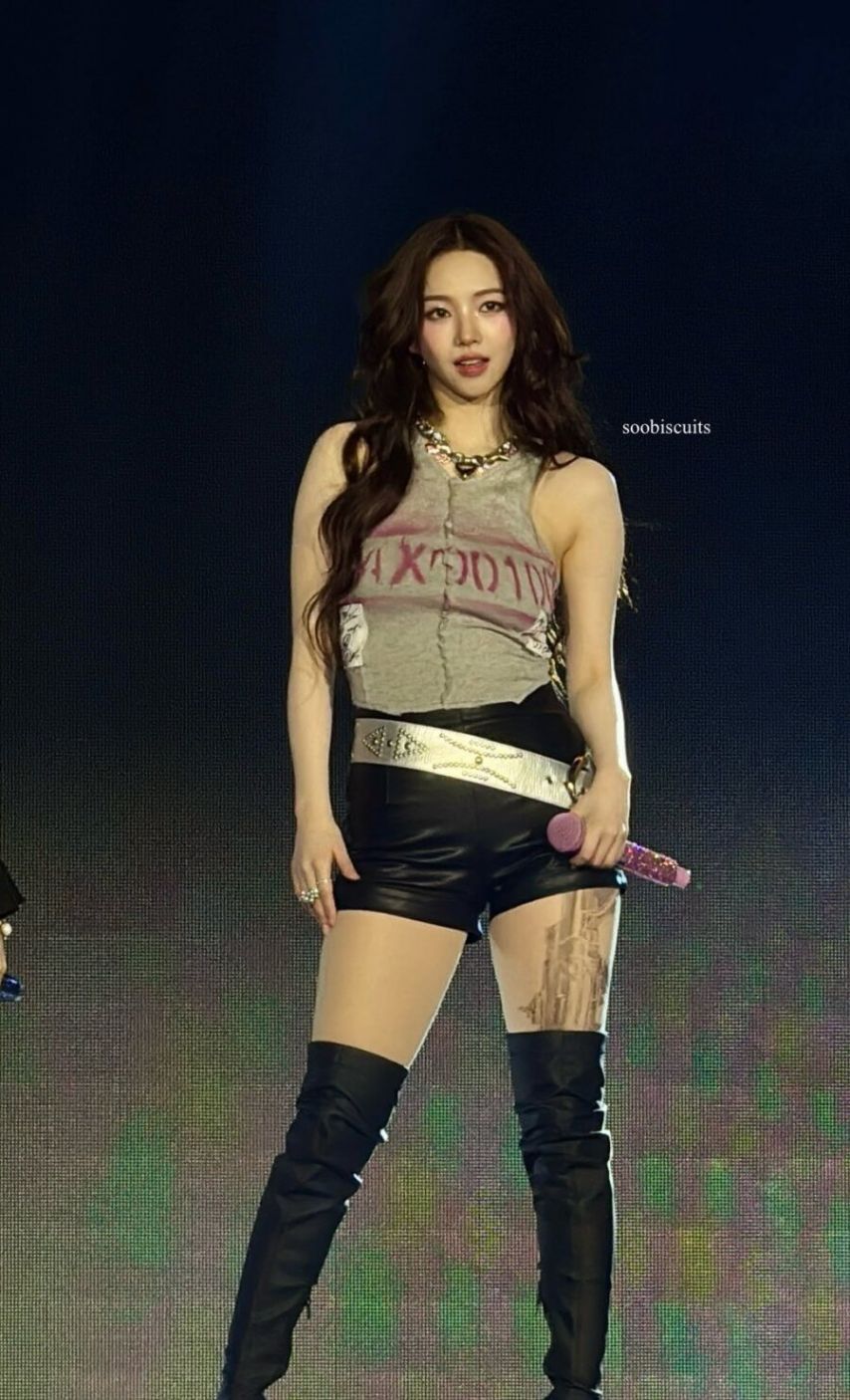 에스파 카리나 특이하고  섹시한 무늬 스타킹
