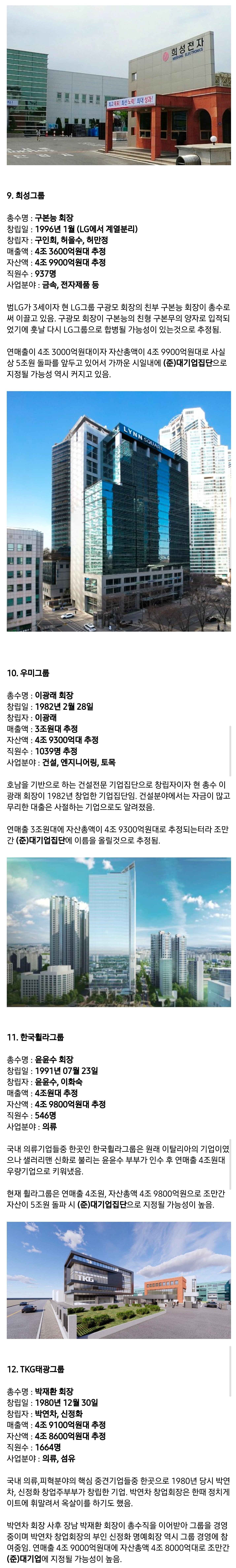 조만간 대기업이 될 가능성이 큰 중견기업들 33개 정리