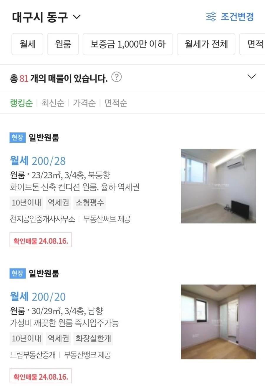 청년 유출 심하다는 대구 원룸 가격 ㄷㄷ