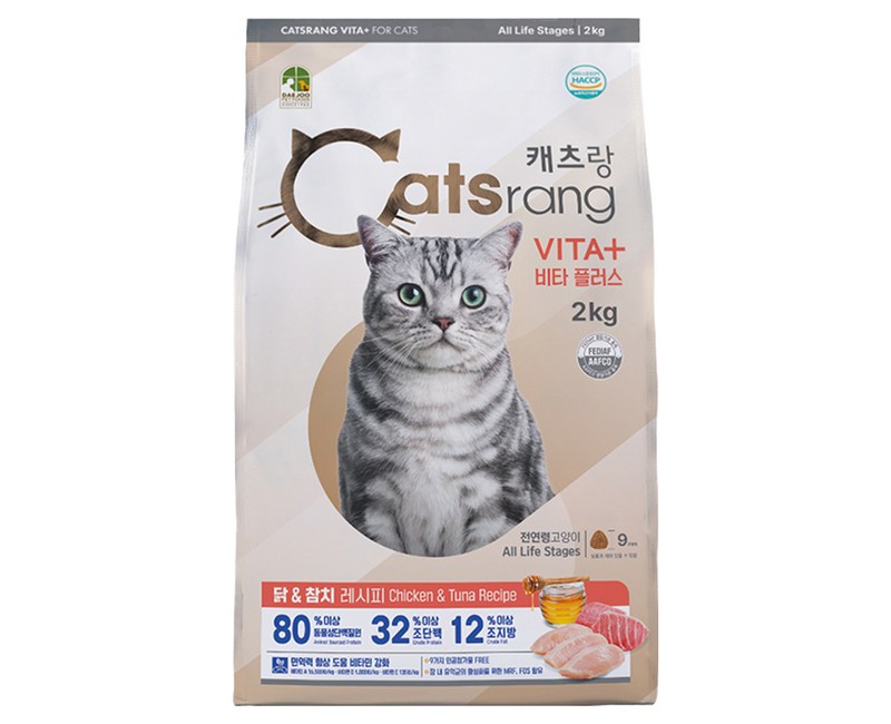 캐츠랑 전연령 고양이 비타플러스 건식사료, 닭+참치, 2kg, 1개