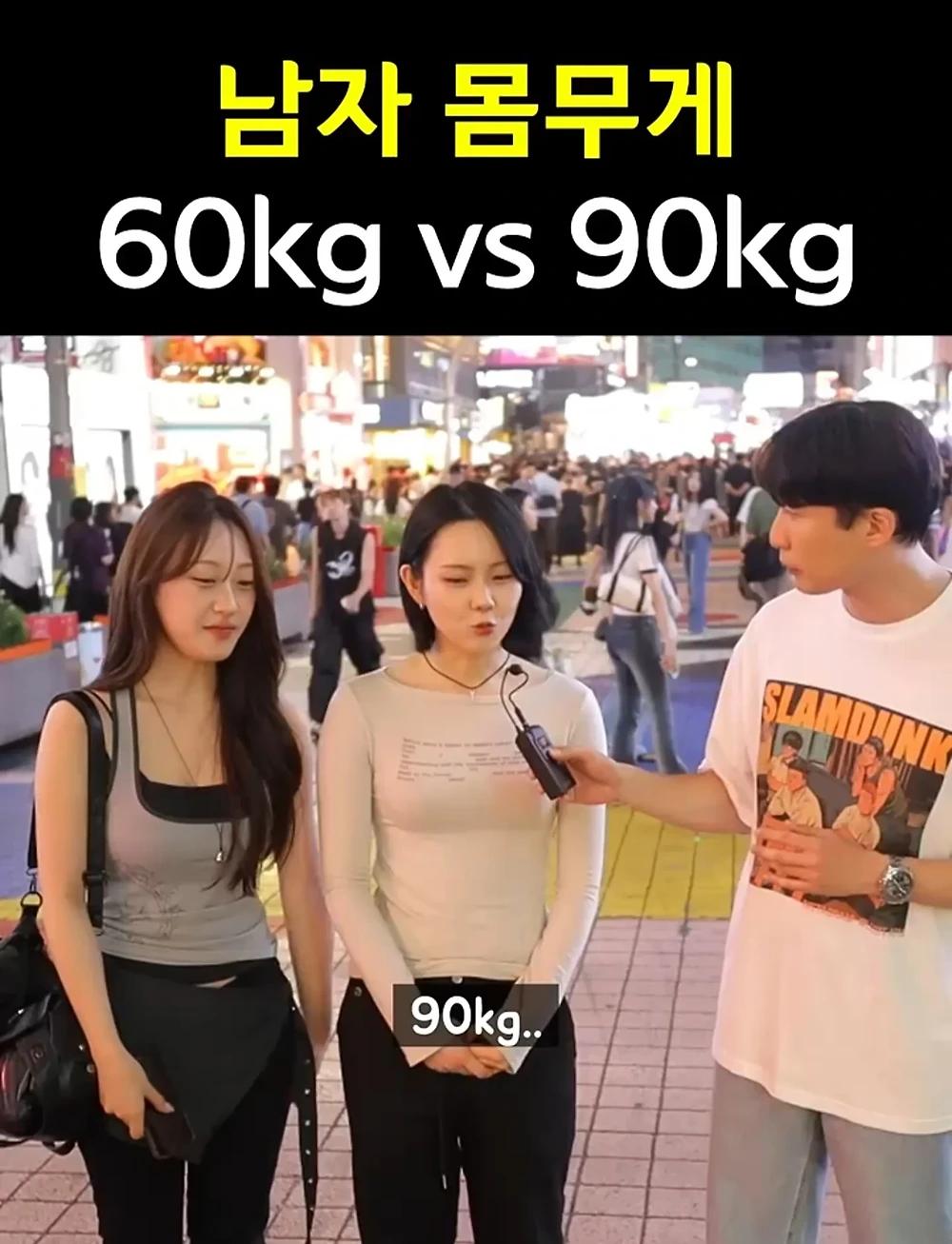 남자몸무게 60kg vs 90kg