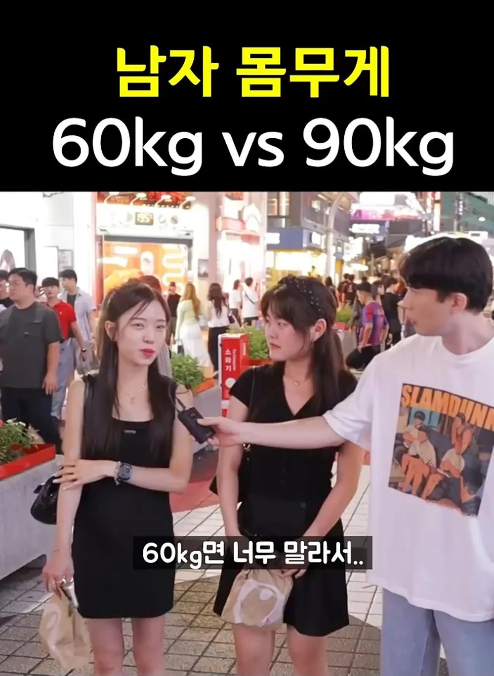 남자몸무게 60kg vs 90kg