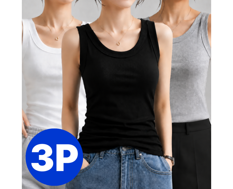 리브루아 여성 나시 민소매 골지 나시티 3p
