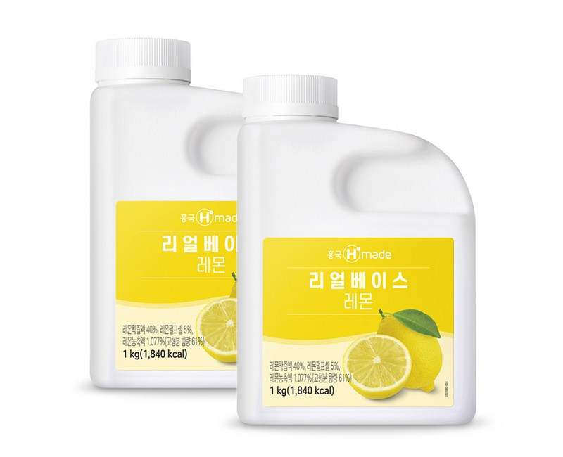 흥국에프앤비 맘스리얼베이스 레몬 1kg 2개 아이스박스포장