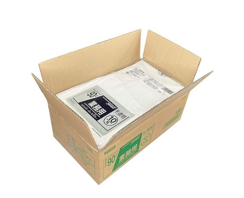 업무용 쓰레기 봉투 90L 반투명 두께 0.035mm 300장 10장 x30권 TM954 메탈로센 배합으로 강인·신장에 강하다 비닐 봉투 대용량 정리 구매 케이스 판매