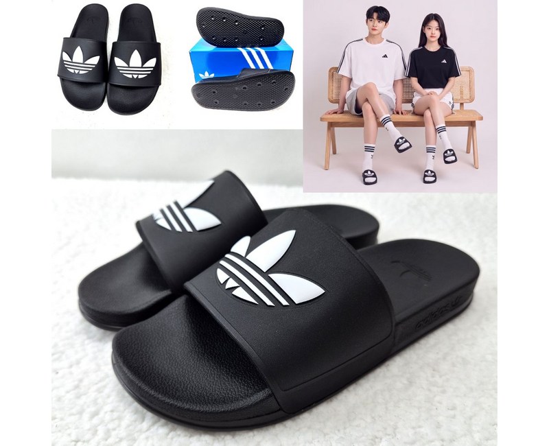 아디다스 남녀공용 불꽃로고  아딜렛 슬리퍼 데일리 발등이 편한 기본 실내화
