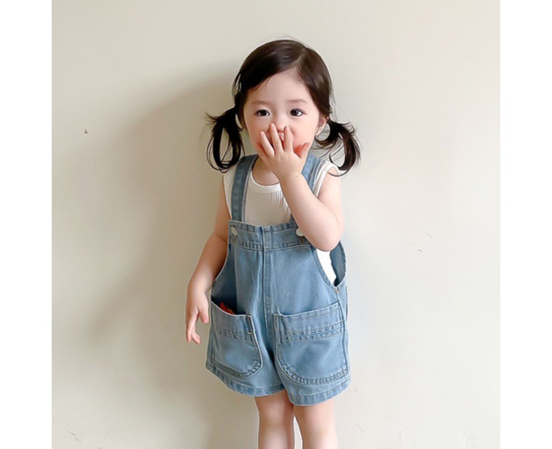 아기 멜빵 반 바지 여름 청 오버롤 유아 데님 팬츠 여아 남아 여름 외출복